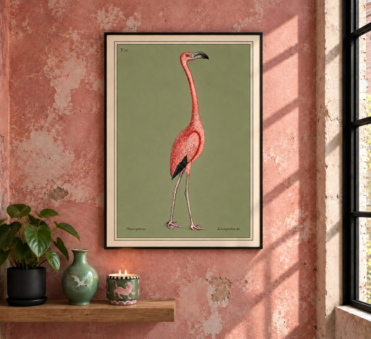 One of the most extraordinary birds in early natural history illustration, The Flamingo is taken from Mark Catesby’s The Natural History of Carolina, Florida and the Bahama Islands, published between 1731 and 1743. Originally appearing as Plate 73, one can only imagine Catesby's reaction when seeing a flamingo for the first time.&nbsp;

For this BAXCO reproduction, we wanted to celebrate this almost 300-year-old beauty like a modern portrait. We have stripped away the surrounding landscape has been stripped