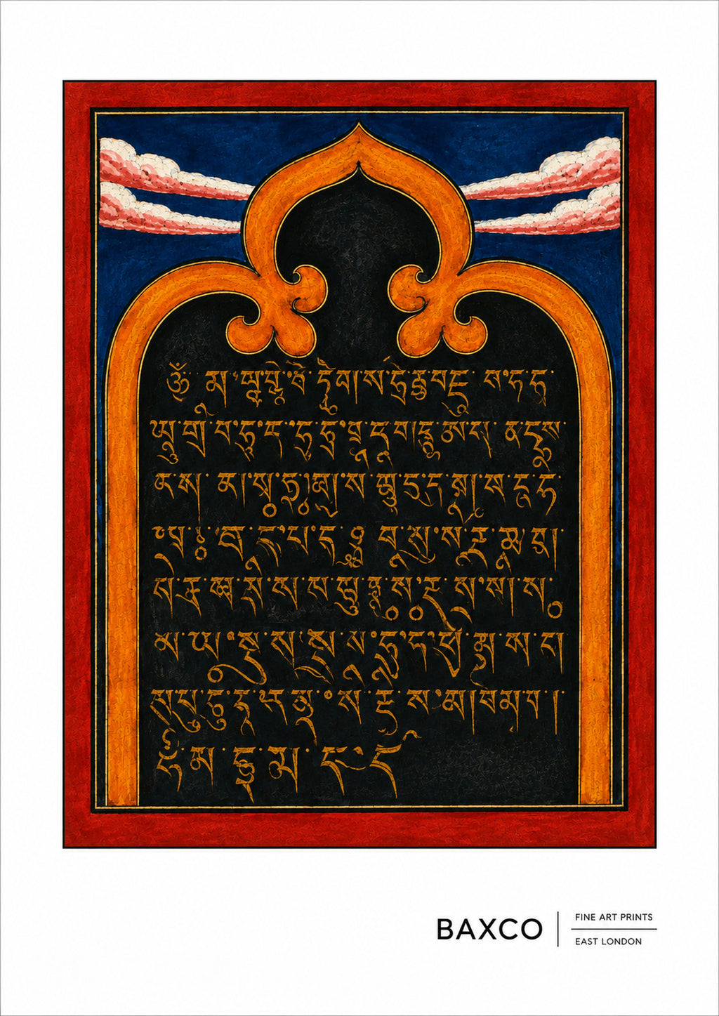 Dating approximately to the 19th century, this reproduction of The Oracle Tablet is one of twelve surviving Tibetan divination cards.

Unlike the deities, guardians and ritual objects elsewhere in the collection, this card is dominated by a striking geometric form: a grid of coloured squares arranged against a vivid red ground.

Geometric diagrams, grids and numerical systems have long played a role in Tibetan divinatory traditions, where calculations and symbolic arrangements could be used to interpret cir